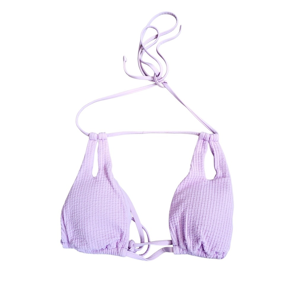 Becca Lavender Textured Triangle Bikini Top Purple Small S/P